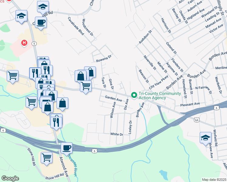 map of restaurants, bars, coffee shops, grocery stores, and more near 1145 Hartford Avenue in Johnston