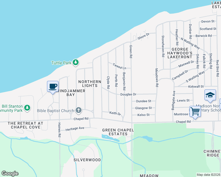 map of restaurants, bars, coffee shops, grocery stores, and more near 1880 Perth Road in Madison