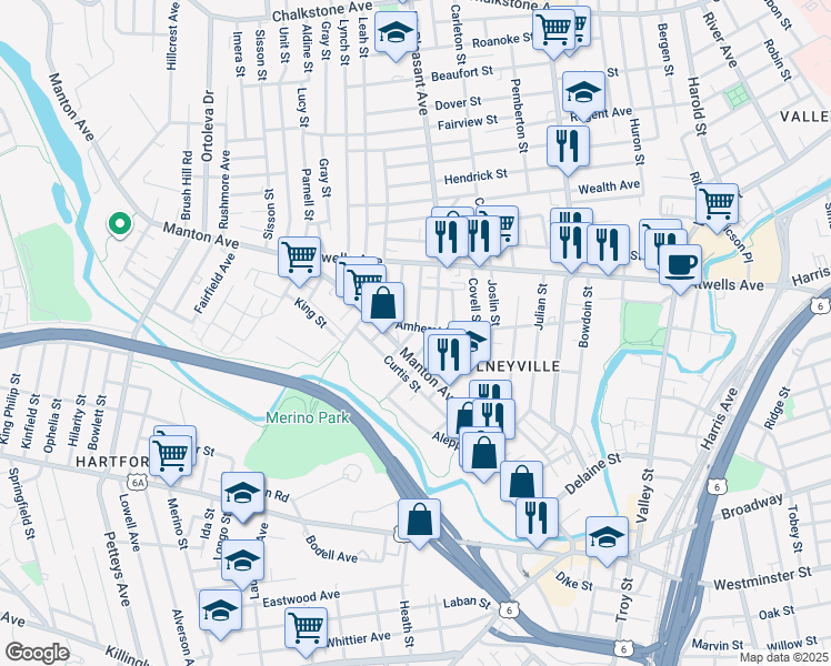map of restaurants, bars, coffee shops, grocery stores, and more near 19 Steuben Street in Providence