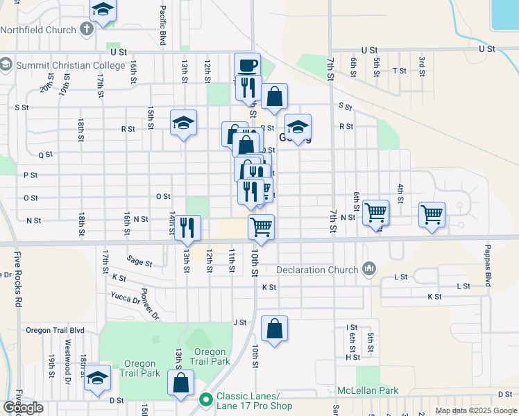 map of restaurants, bars, coffee shops, grocery stores, and more near 1428 10th Street in Gering
