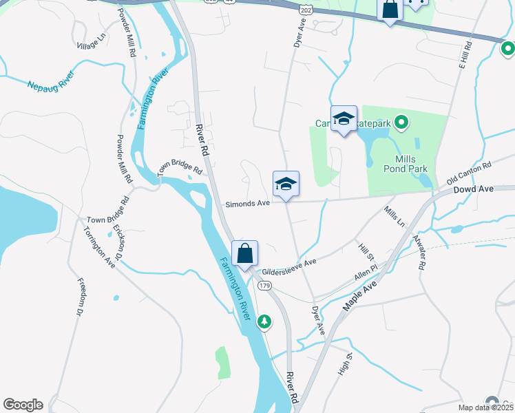 map of restaurants, bars, coffee shops, grocery stores, and more near 406 Timber Lane in Canton