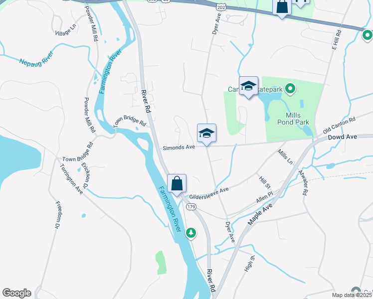 map of restaurants, bars, coffee shops, grocery stores, and more near 406 Timber Lane in Canton