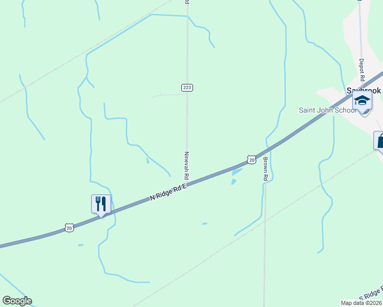 map of restaurants, bars, coffee shops, grocery stores, and more near 8046 Ninevah Road in Geneva