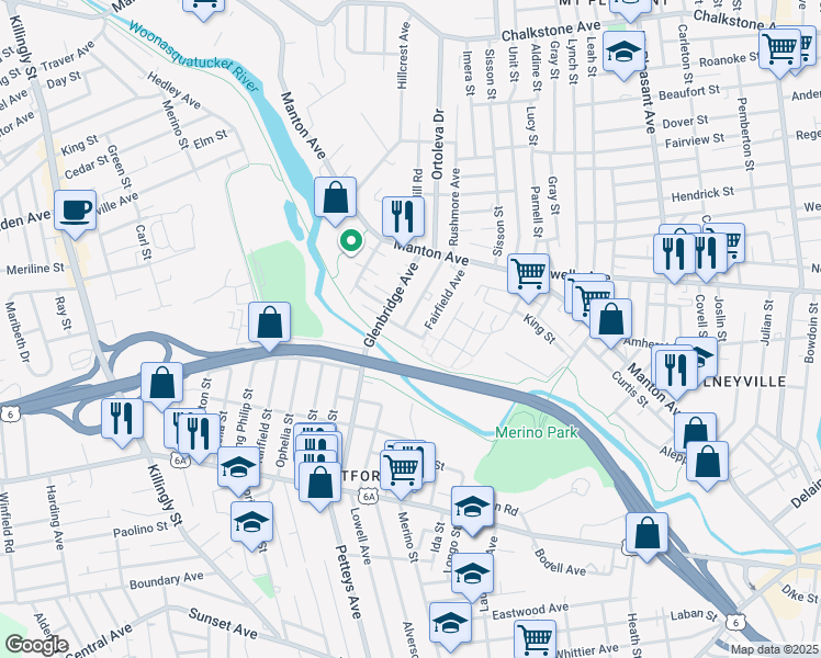 map of restaurants, bars, coffee shops, grocery stores, and more near 16 Richland Street in Providence