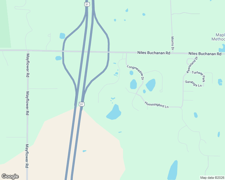 map of restaurants, bars, coffee shops, grocery stores, and more near 13 Longmeadow Village Drive in Niles