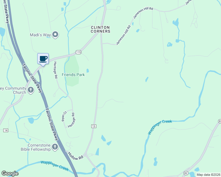 map of restaurants, bars, coffee shops, grocery stores, and more near 25 Hickory Hill Road in Clinton Corners