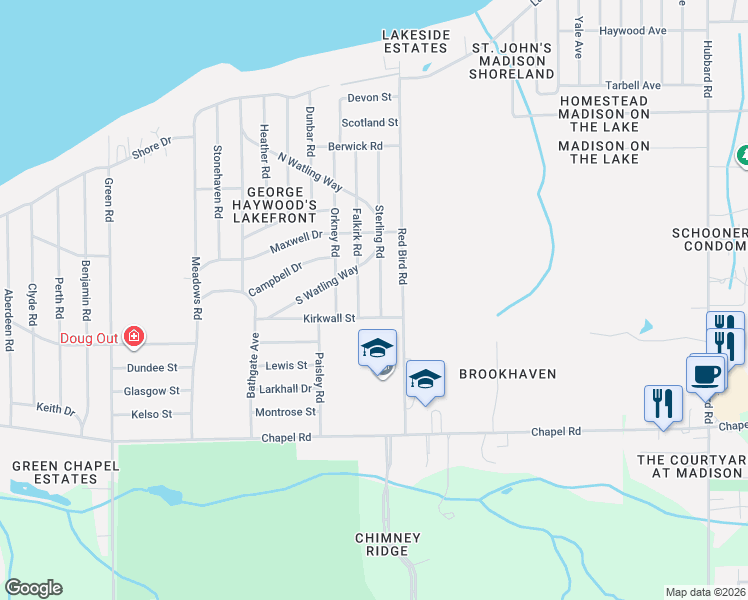 map of restaurants, bars, coffee shops, grocery stores, and more near 1840 Sterling Road in Madison