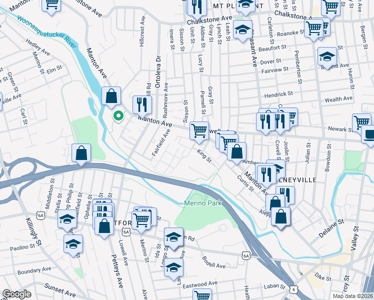 map of restaurants, bars, coffee shops, grocery stores, and more near 31 Salmon Street in Providence