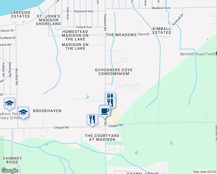 map of restaurants, bars, coffee shops, grocery stores, and more near 6724 Georgetown Lane in Madison