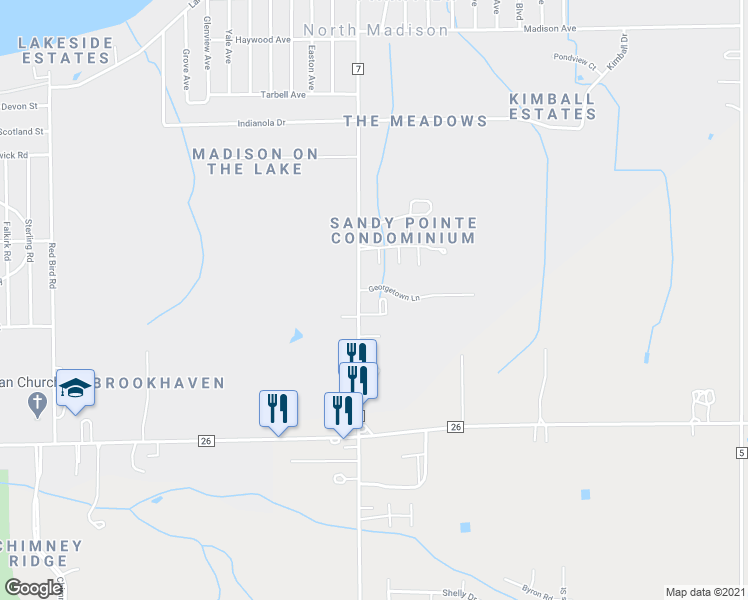 map of restaurants, bars, coffee shops, grocery stores, and more near 1847 Hubbard Road in Madison
