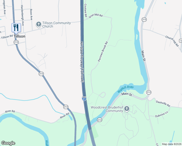 map of restaurants, bars, coffee shops, grocery stores, and more near 368 Perrines Brook Rd in Tillson