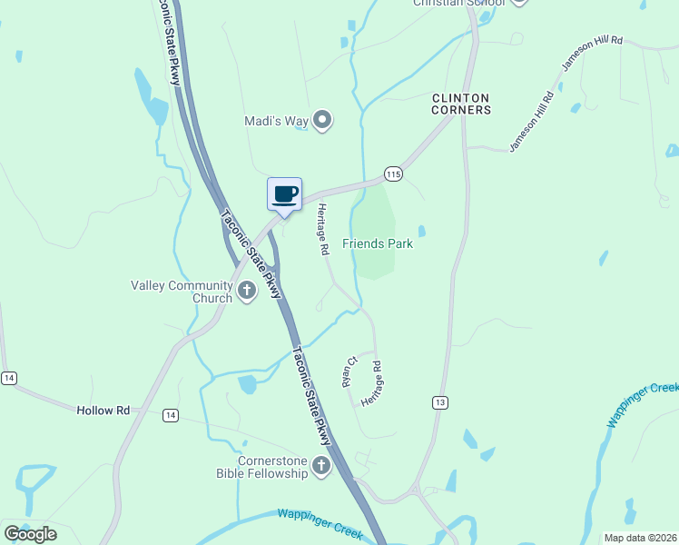 map of restaurants, bars, coffee shops, grocery stores, and more near 33 Heritage Road in Clinton Corners