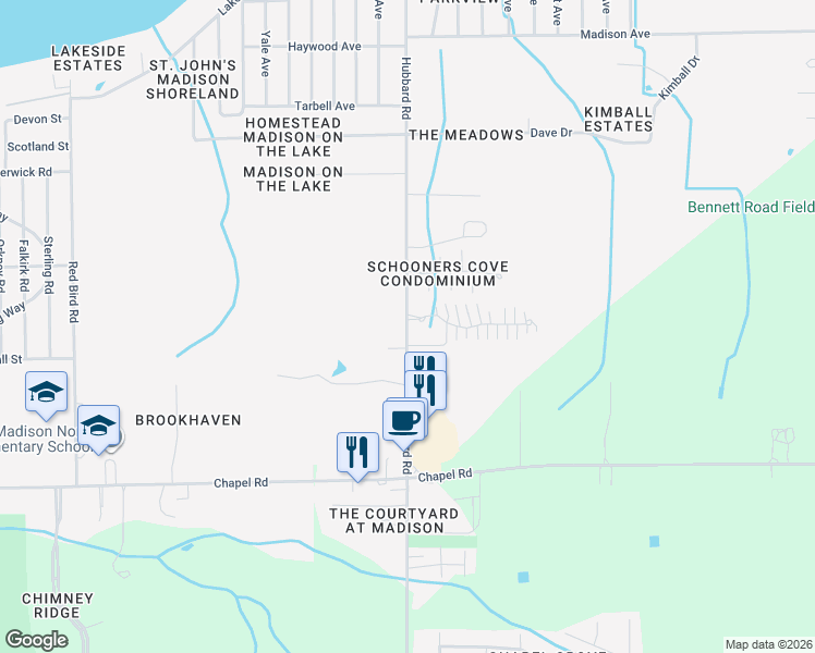 map of restaurants, bars, coffee shops, grocery stores, and more near 1826 Hubbard Road in Madison