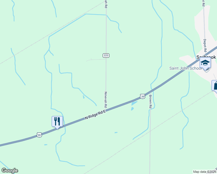 map of restaurants, bars, coffee shops, grocery stores, and more near 8006 Ninevah Road in Geneva