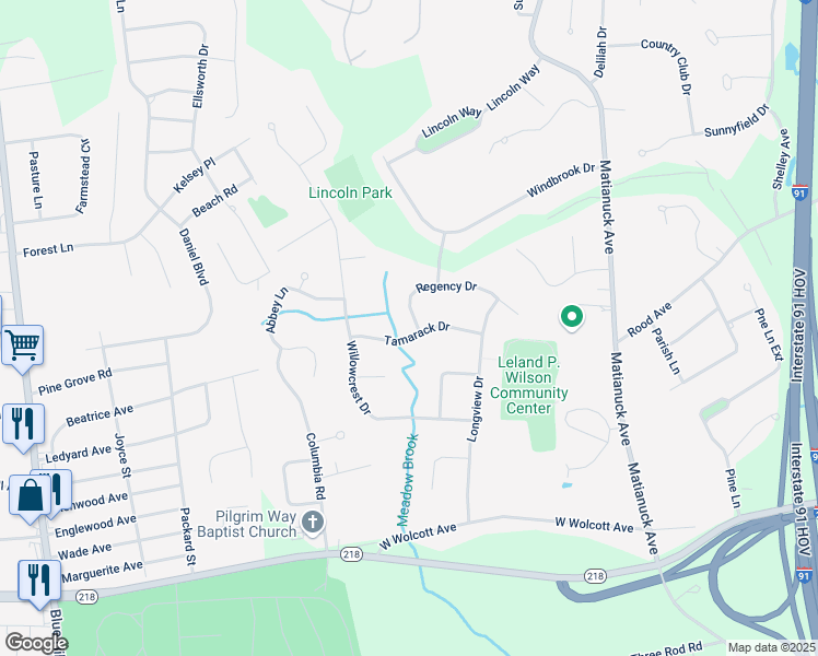 map of restaurants, bars, coffee shops, grocery stores, and more near 4 Regency Drive in Windsor