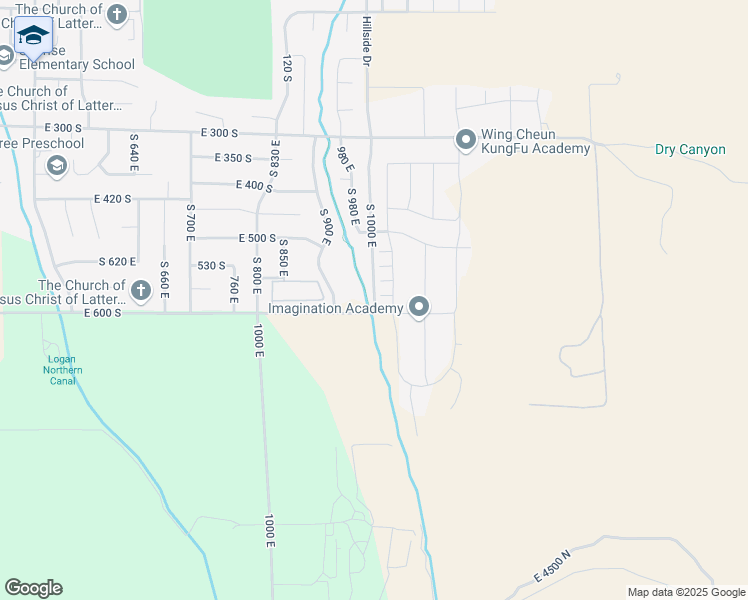 map of restaurants, bars, coffee shops, grocery stores, and more near 670 South 1000 East in Smithfield