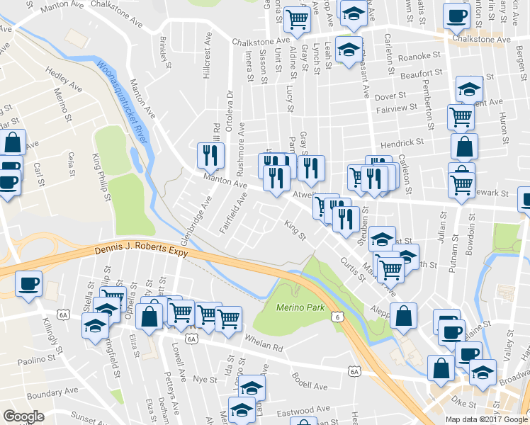map of restaurants, bars, coffee shops, grocery stores, and more near 29 Salmon Street in Providence