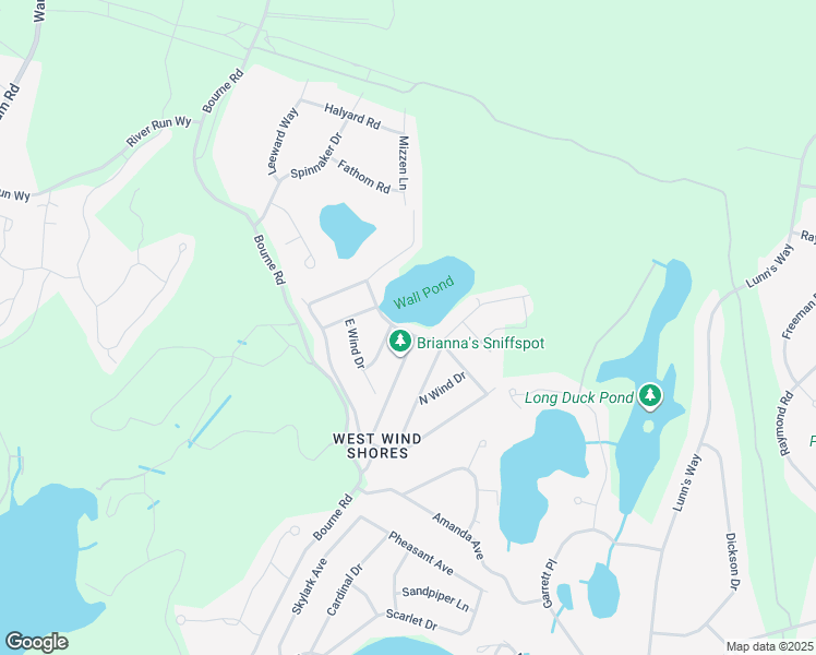 map of restaurants, bars, coffee shops, grocery stores, and more near 16 South Wind Drive in Plymouth