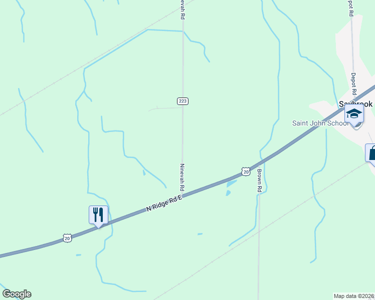 map of restaurants, bars, coffee shops, grocery stores, and more near 8006 Ninevah Road in Geneva