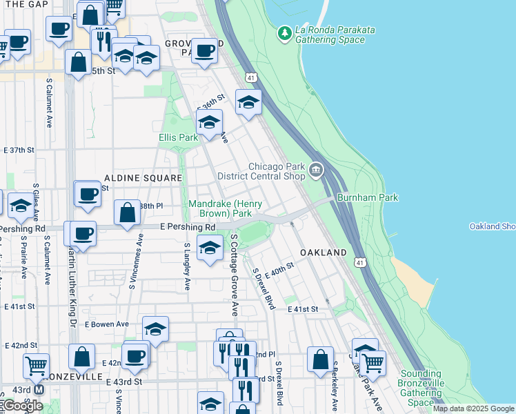 map of restaurants, bars, coffee shops, grocery stores, and more near in Chicago