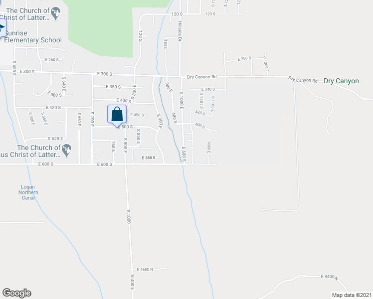 map of restaurants, bars, coffee shops, grocery stores, and more near 569 South 1000 East in Smithfield