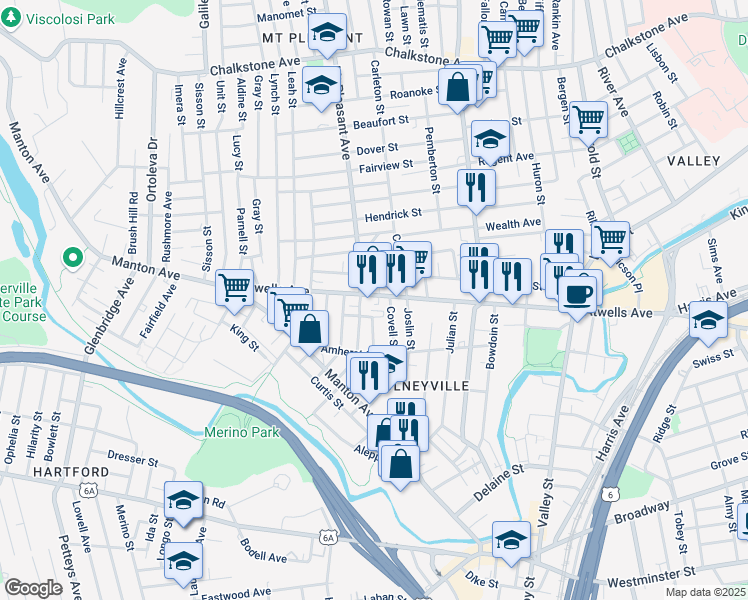 map of restaurants, bars, coffee shops, grocery stores, and more near 924 Atwells Avenue in Providence