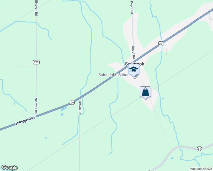 map of restaurants, bars, coffee shops, grocery stores, and more near 6008 North Ridge Road East in Ashtabula