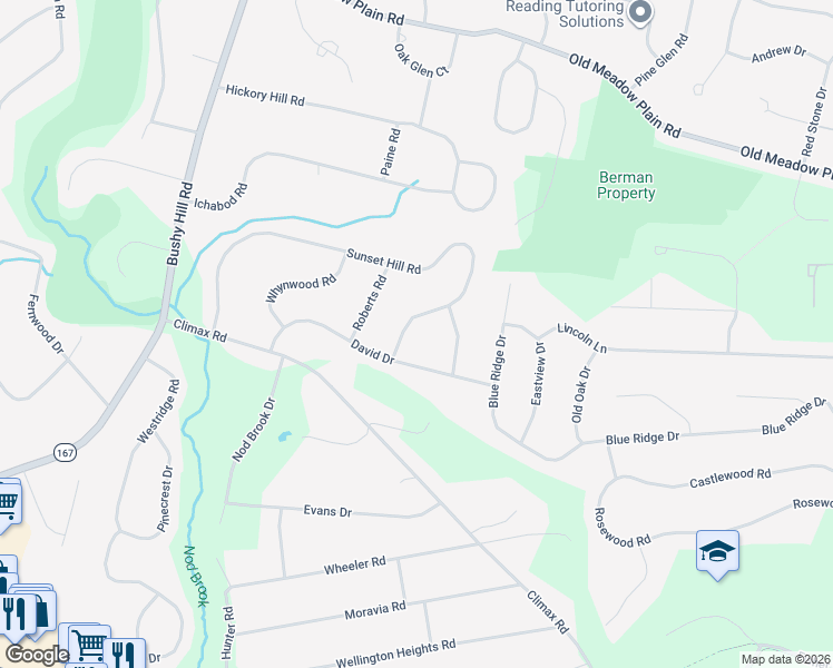 map of restaurants, bars, coffee shops, grocery stores, and more near 5 Sunset Hill Road in Simsbury
