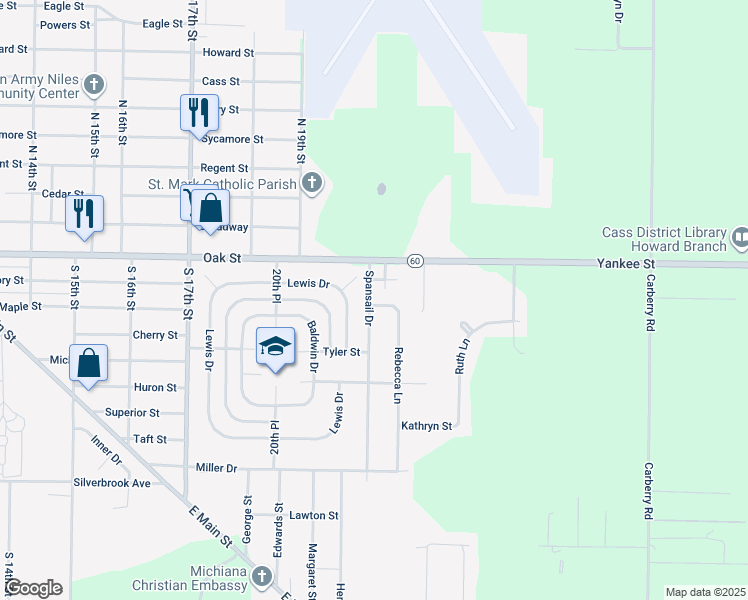 map of restaurants, bars, coffee shops, grocery stores, and more near 2209 Spansail Drive in Niles