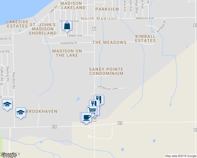 map of restaurants, bars, coffee shops, grocery stores, and more near 6708 Bayside Drive in Madison