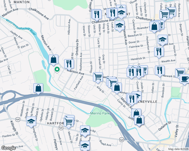 map of restaurants, bars, coffee shops, grocery stores, and more near 3 Unit Street in Providence