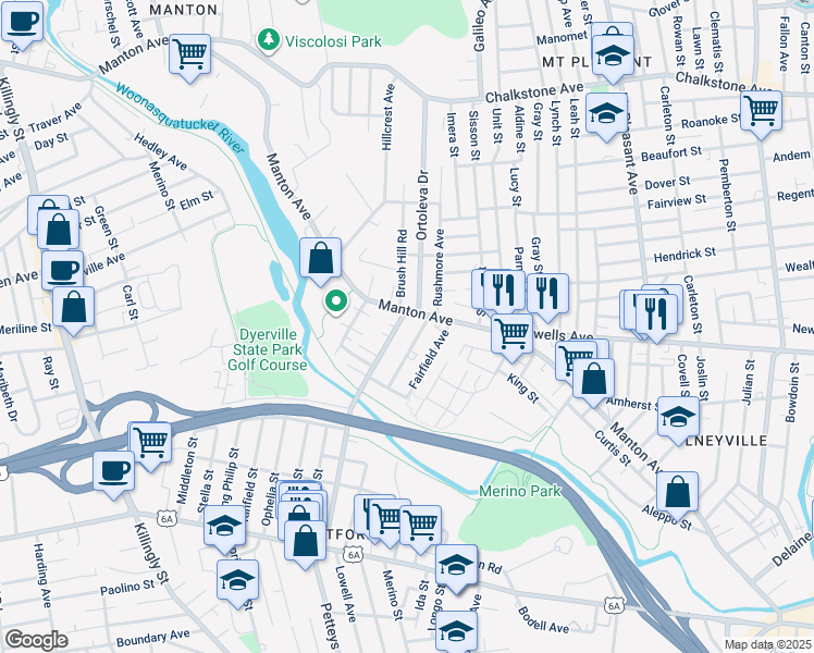 map of restaurants, bars, coffee shops, grocery stores, and more near in Providence