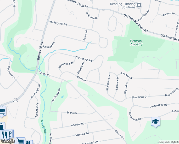 map of restaurants, bars, coffee shops, grocery stores, and more near 5 Sunset Hill Rd in Simsbury