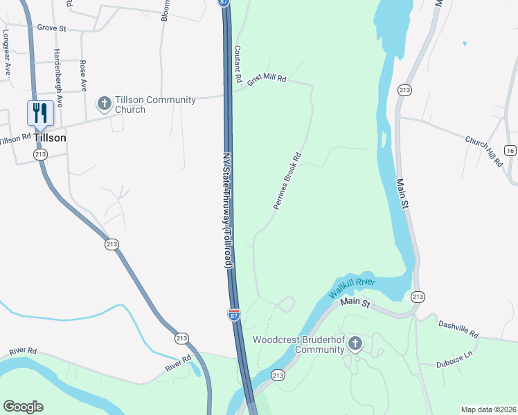 map of restaurants, bars, coffee shops, grocery stores, and more near 332-368 Perrines Brook Rd in Tillson