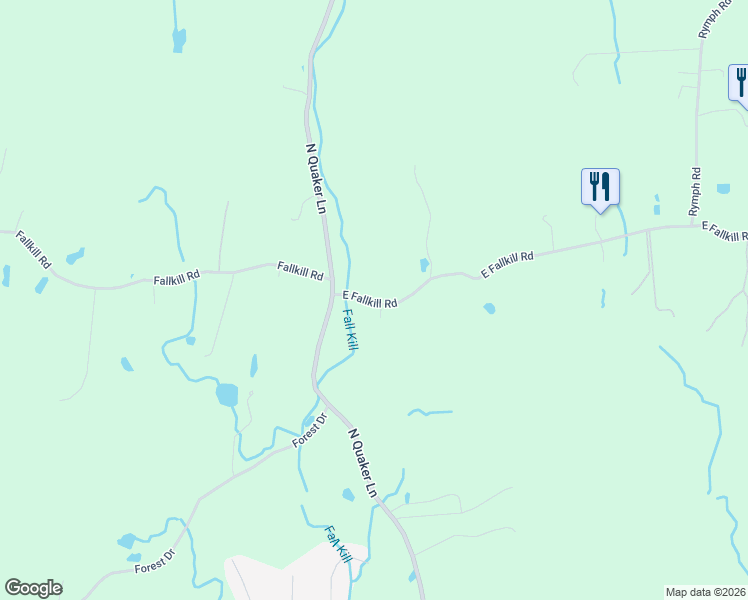 map of restaurants, bars, coffee shops, grocery stores, and more near 129 East Fallkill Road in Hyde Park