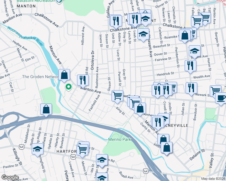 map of restaurants, bars, coffee shops, grocery stores, and more near 14 Unit Street in Providence
