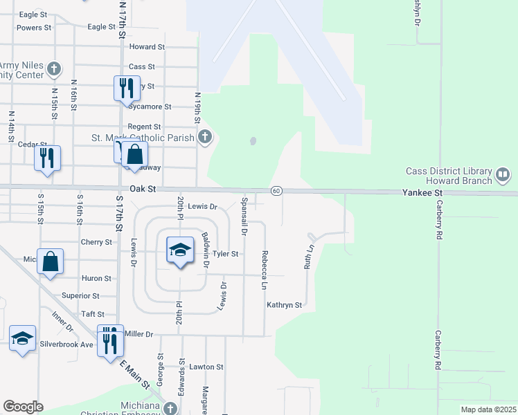 map of restaurants, bars, coffee shops, grocery stores, and more near 2209 Spansail Drive in Niles