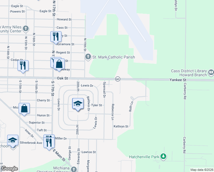 map of restaurants, bars, coffee shops, grocery stores, and more near 2209 Spansail Drive in Niles