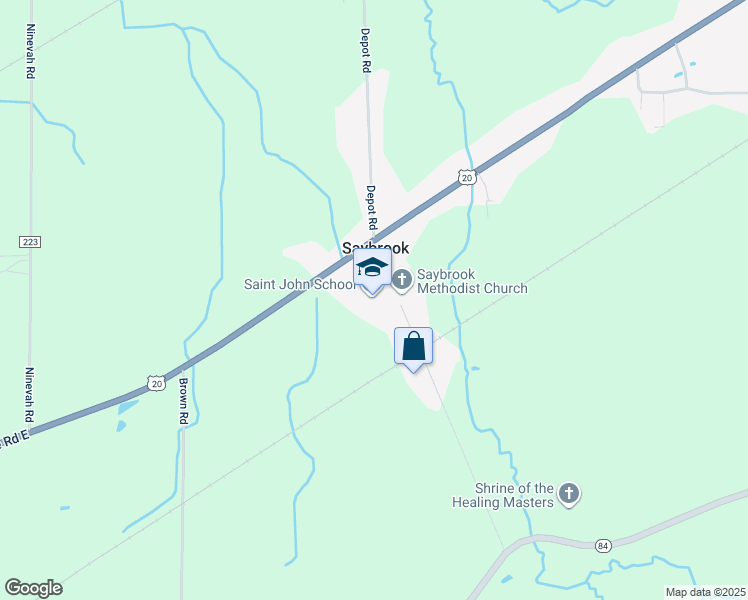 map of restaurants, bars, coffee shops, grocery stores, and more near 7911 Depot Road in Ashtabula