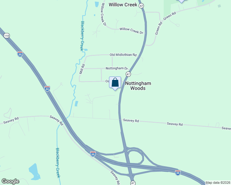 map of restaurants, bars, coffee shops, grocery stores, and more near 2S839 Red Oak Drive in Elburn