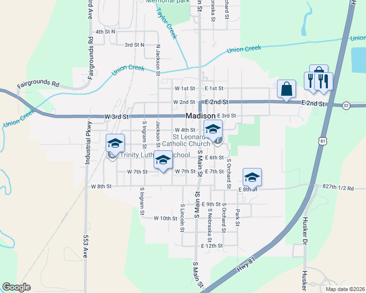 map of restaurants, bars, coffee shops, grocery stores, and more near 501 South Lincoln Street in Madison
