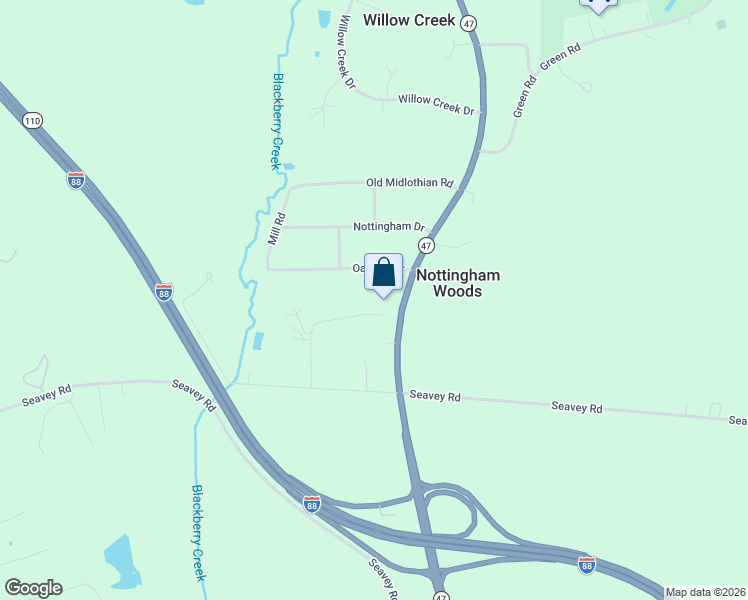 map of restaurants, bars, coffee shops, grocery stores, and more near 2S839 Red Oak Drive in Elburn