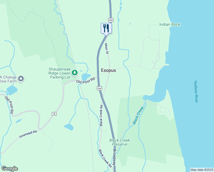 map of restaurants, bars, coffee shops, grocery stores, and more near 30 Main Street in Esopus