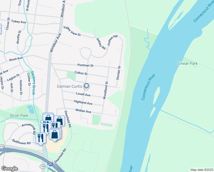 map of restaurants, bars, coffee shops, grocery stores, and more near 116 Seymour Street in Windsor