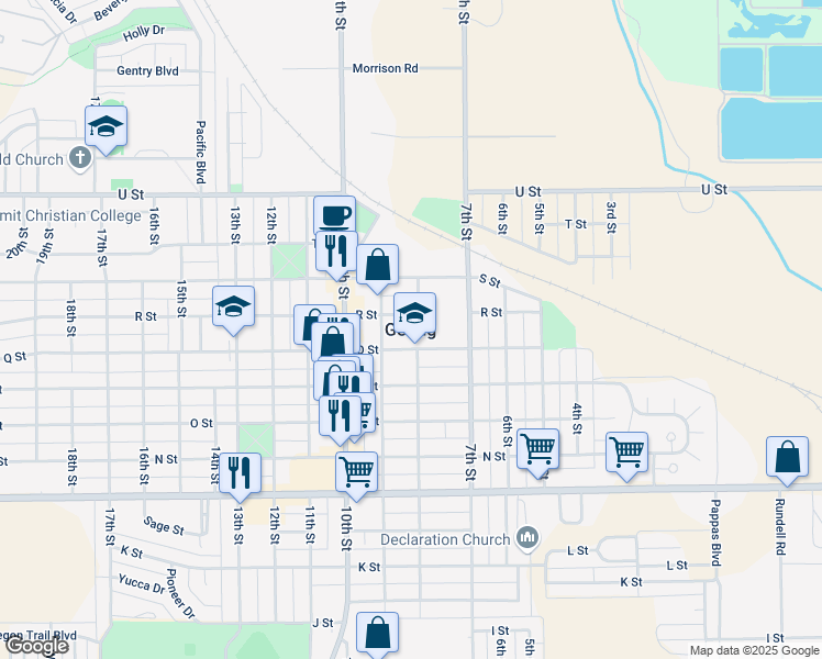 map of restaurants, bars, coffee shops, grocery stores, and more near in Gering