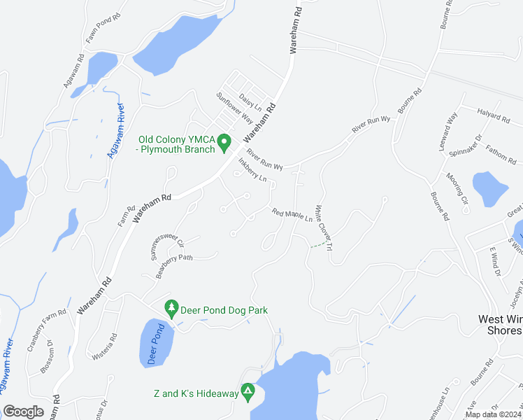 map of restaurants, bars, coffee shops, grocery stores, and more near Inkberry Lane in Plymouth