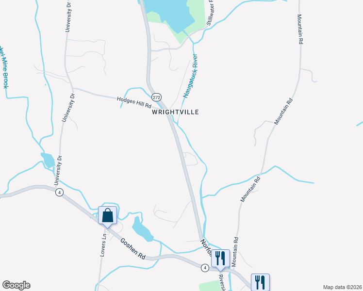 map of restaurants, bars, coffee shops, grocery stores, and more near 405 Norfolk Road in Torrington