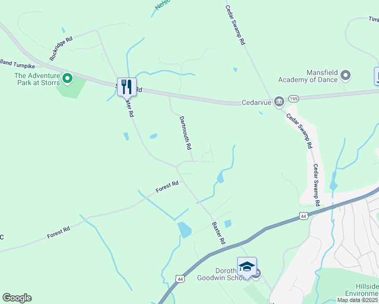 map of restaurants, bars, coffee shops, grocery stores, and more near 39 Dartmouth Road in Mansfield