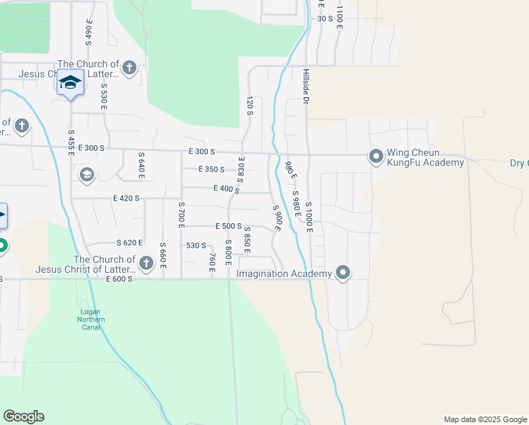 map of restaurants, bars, coffee shops, grocery stores, and more near 890 East 450 South in Smithfield