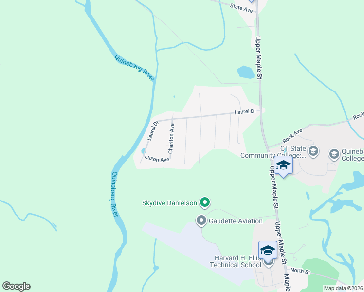 map of restaurants, bars, coffee shops, grocery stores, and more near 23 Birchwood Drive in Killingly